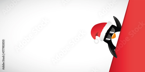 pinguin mit sonnenbrille winkt banner rot