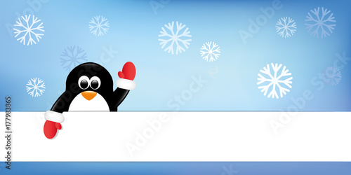 pinguin winkt schneehintergrund banner