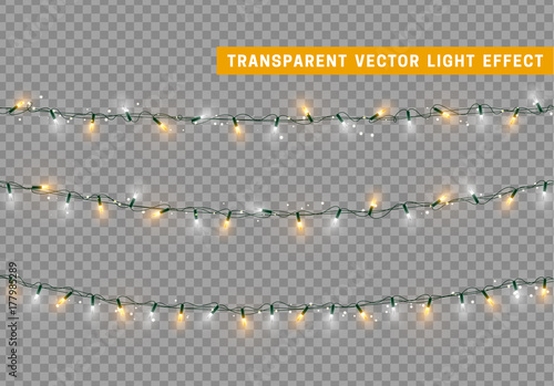 Christmas lights isolated realistic. Garland string.