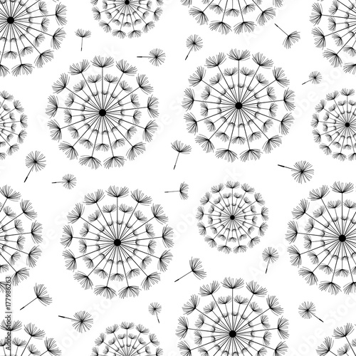 Seamless background with dandelion fluff