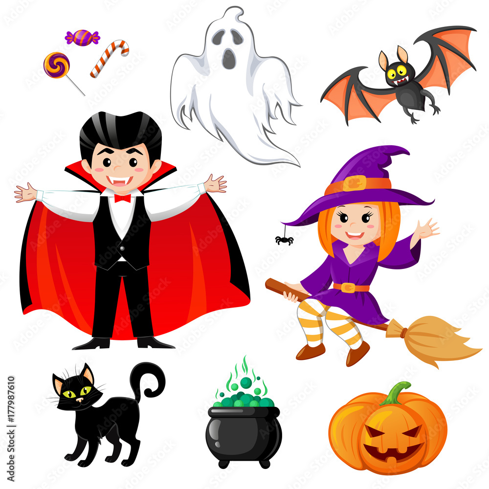 Set of Halloween elements