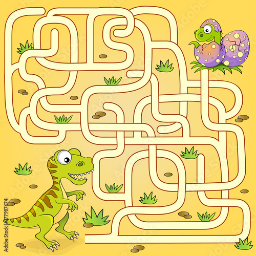 Help dinosaur find path to nest. Labyrinth. Maze game for kids