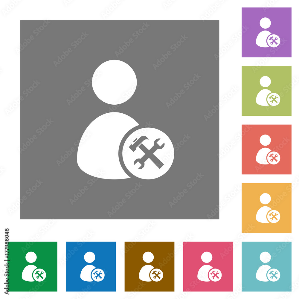 User account tools square flat icons User account tools square flat icons