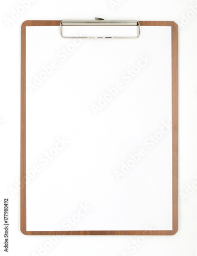 old clipboard isolated white background photo