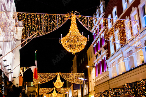  Grafton street in Dublin, Christmas light. The inscription "Nollaig Shona Duit" is "Happy Christmas" in Irish.