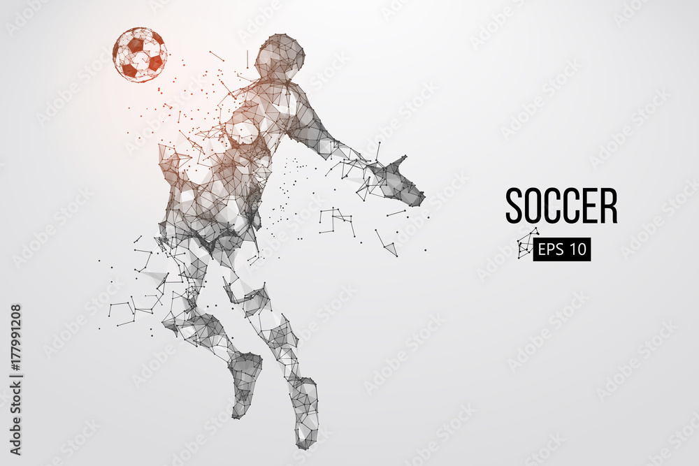 Fototapeta premium silhouette of a football player from particles. Vector illustration
