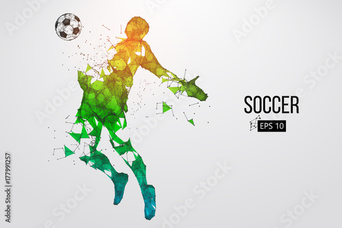 silhouette of a football player from particles. Vector illustration