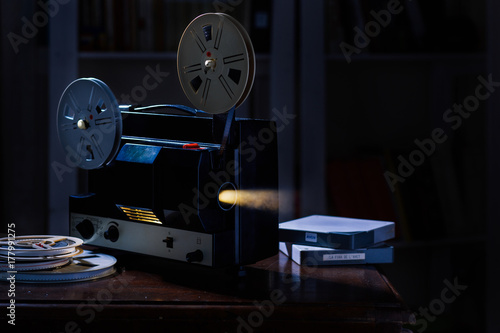 Projecting 8mm film in super 8 projector photo