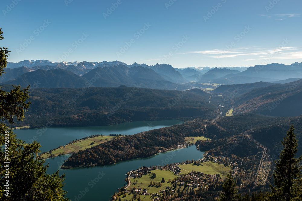 View to the alps and the Walchensee