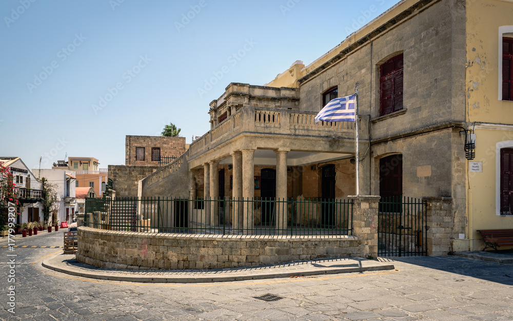 Abandoned administrative building in Rhodes town on Rhodes island, Greece