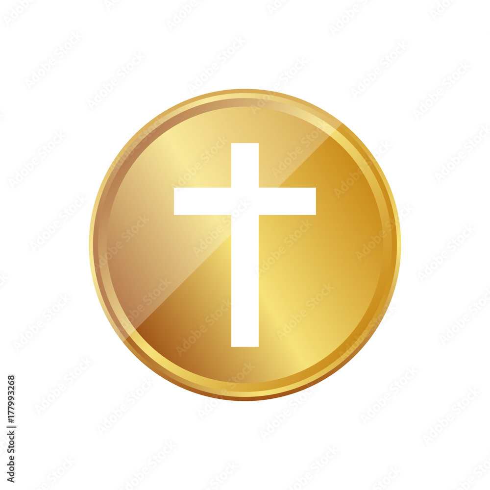 Fototapeta premium Gold Münze - Kreuz