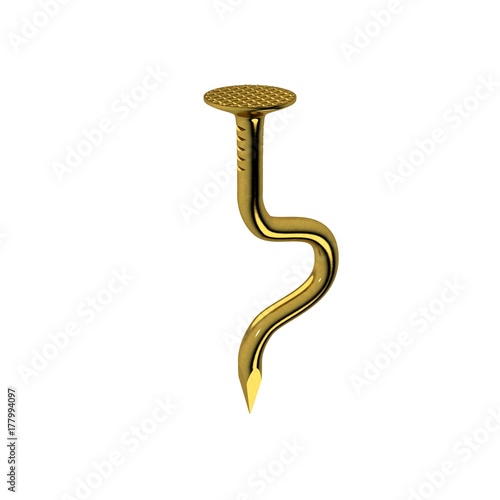 Golden nail. Bent form. Iso...