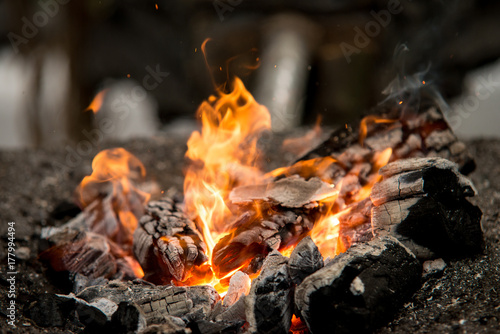 Bonfire fire coals