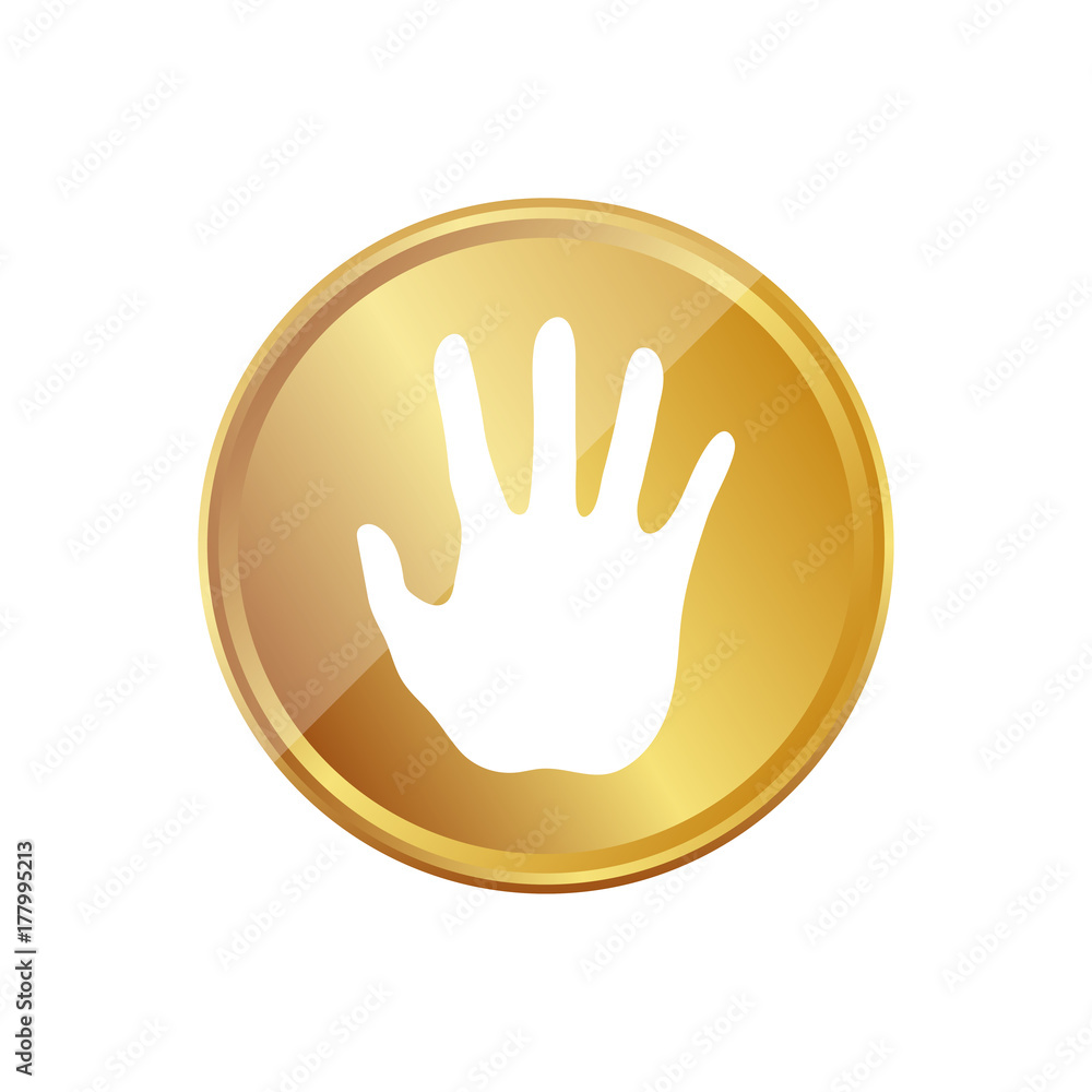 Gold Münze - Hand - Verbot Gold Münze - Hand - Verbot