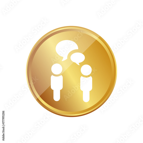 Gold Münze - Menschen reden - Kommunikation