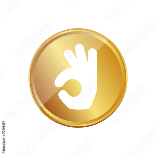 Gold Münze - Handgeste - Zustimmung