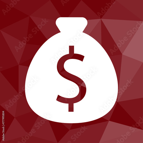 Geldsack Dollar - Icon mit geometrischem Hintergrund rot