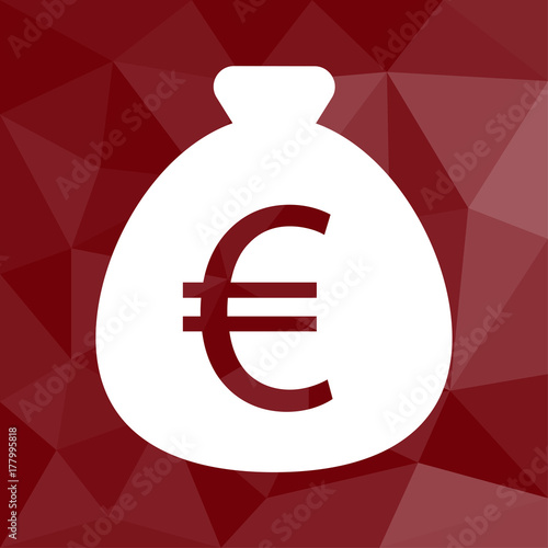 Geldsack Euro - Icon mit geometrischem Hintergrund rot