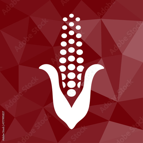 Maiskolben - Icon mit geometrischem Hintergrund rot
