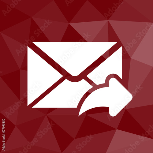 Brief abschicken - Icon mit geometrischem Hintergrund rot