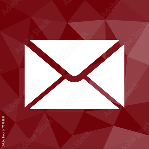 Brief - Icon mit geometrischem Hintergrund rot