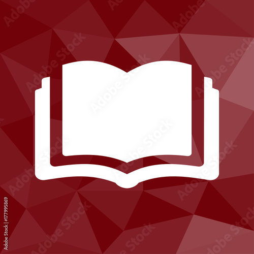 Buch offen - Icon mit geometrischem Hintergrund rot