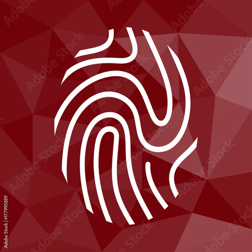 Fingerabdruck - ID - Icon mit geometrischem Hintergrund rot