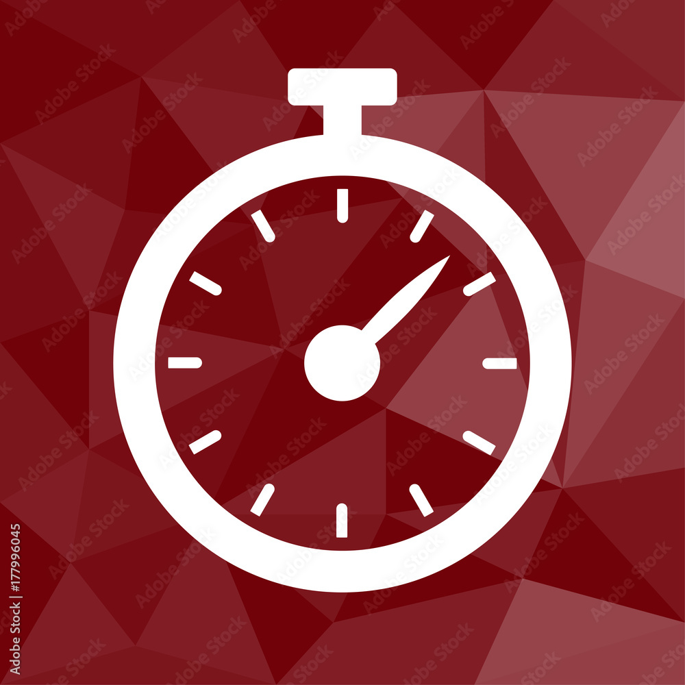 Stoppuhr - Icon mit geometrischem Hintergrund rot Stoppuhr - Icon mit geometrischem Hintergrund rot