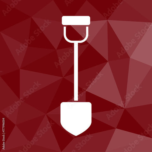 Schaufel - Gartenarbeit - Icon mit geometrischem Hintergrund rot