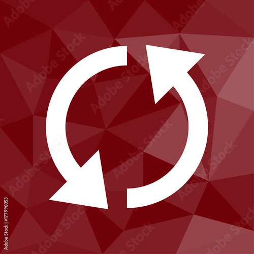 Synchronisieren - Icon mit geometrischem Hintergrund rot