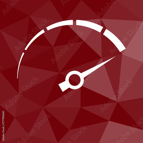Tacho - Icon mit geometrischem Hintergrund rot