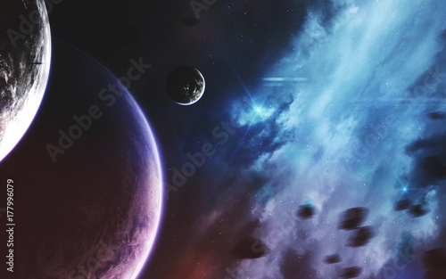 Fototapeta Naklejka Na Ścianę i Meble -  Unexplored planets of faraway space. Deep space image, science fiction fantasy in high resolution ideal for wallpaper and print. Elements of this image furnished by NASA