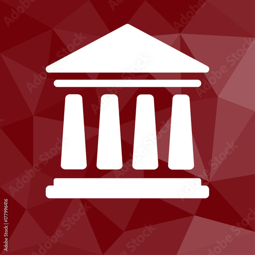 Museum - Icon mit geometrischem Hintergrund rot