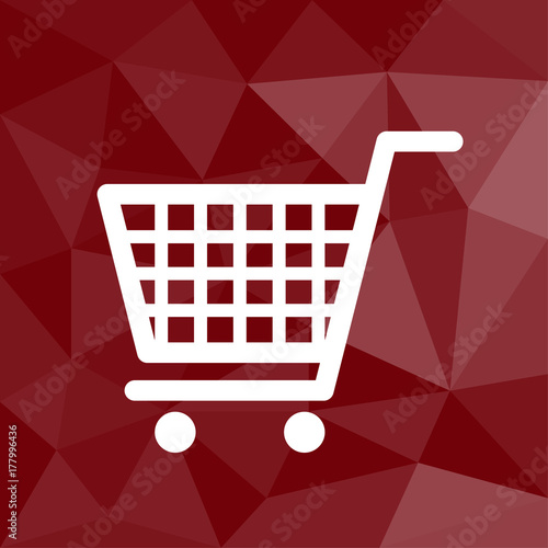 Einkaufswagen - Icon mit geometrischem Hintergrund rot