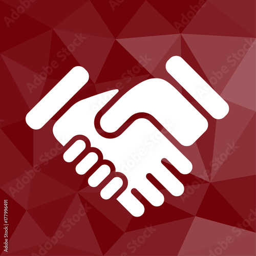 Handschlag - Icon mit geometrischem Hintergrund rot