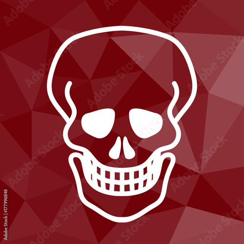 Totenschädel - Icon mit geometrischem Hintergrund rot
