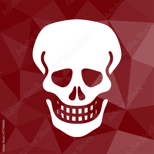 Totenkopf - Icon mit geometrischem Hintergrund rot