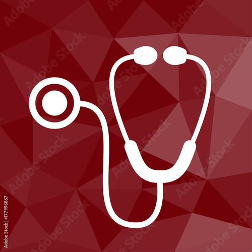 Stetoskop - Diagnose - Icon mit geometrischem Hintergrund rot
