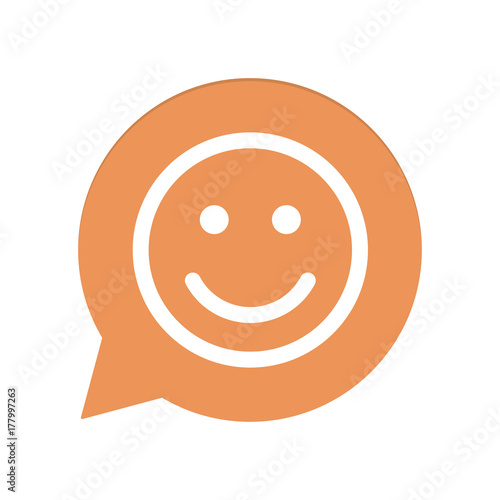 Orangene Sprechblase rund - Smiley lächelt