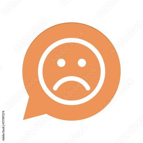 Orangene Sprechblase rund - Smiley traurig