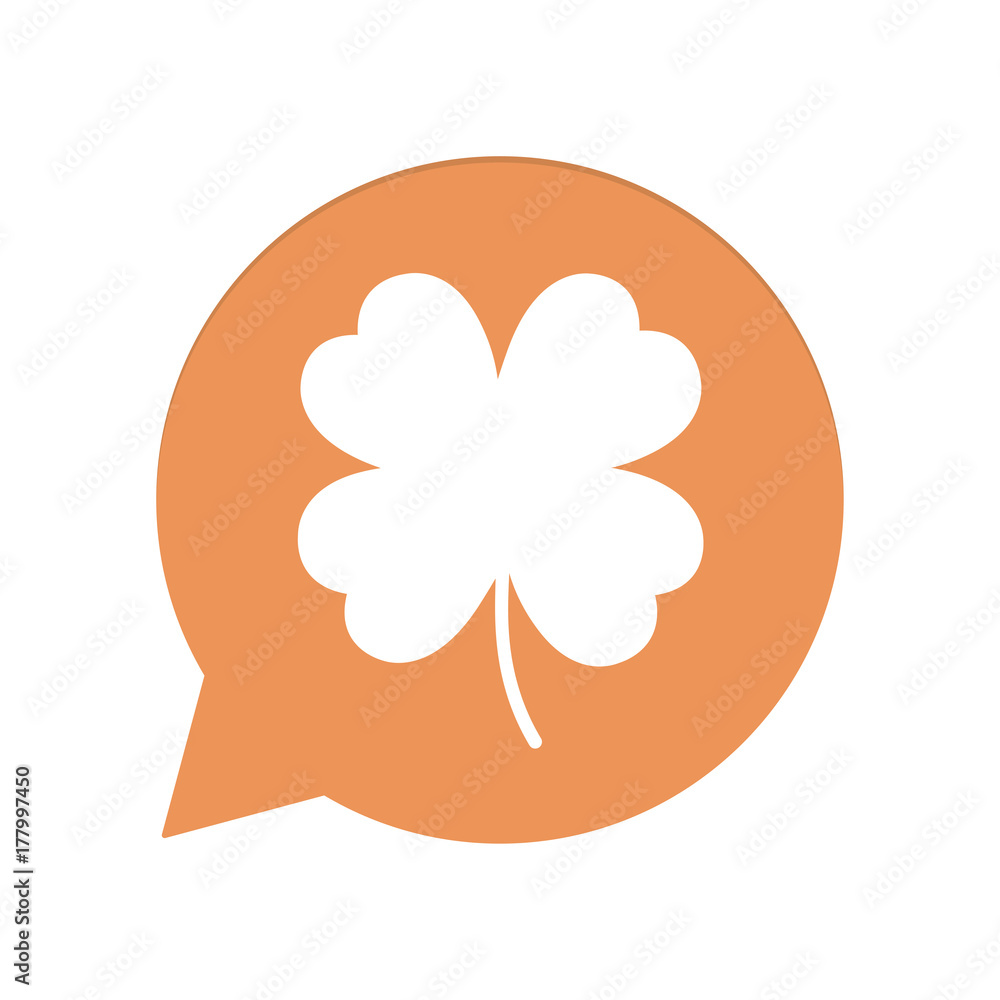 Orangene Sprechblase rund - Kleeblatt Orangene Sprechblase rund - Kleeblatt