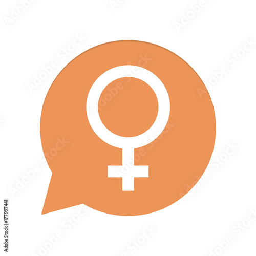 Orangene Sprechblase rund - Geschlecht Frau