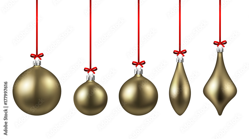 Golden isolated Christmas balls set. Golden isolated Christmas balls set.