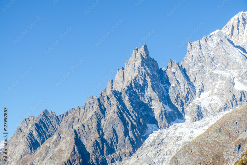 Peak of the Aiguille des Glaciers (Mont Blanc massif) from Val ferret, Aosta Valley, Italy