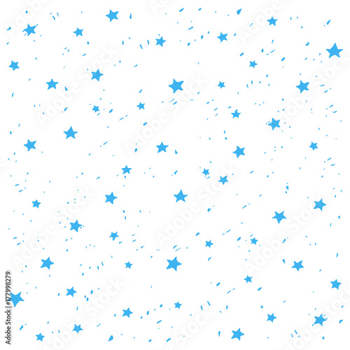 Hand made blue stars snow vector pattern. Happy New Year and christmas holidays background banner.