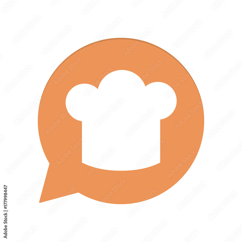 Orangene Sprechblase rund - Kochhut - Chef Orangene Sprechblase rund - Kochhut - Chef
