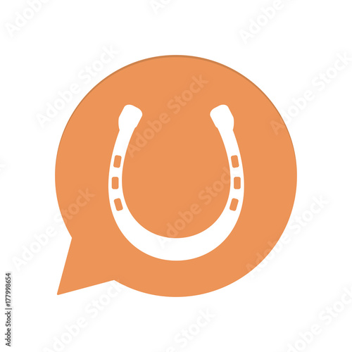 Orangene Sprechblase rund - Pferdehufe