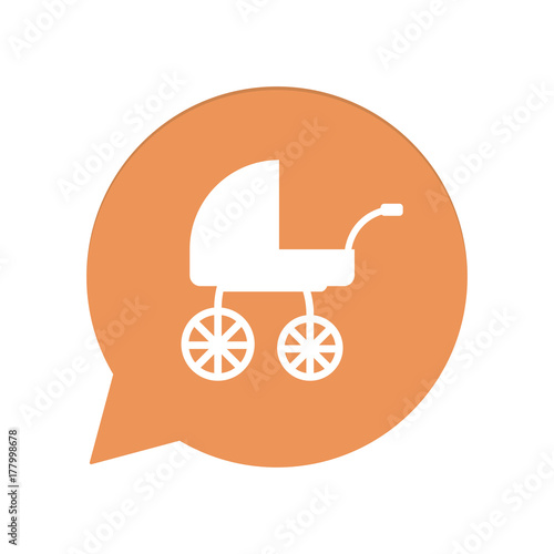 Orangene Sprechblase rund - Kinderwagen