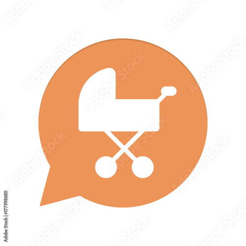 Orangene Sprechblase rund - Babywagen