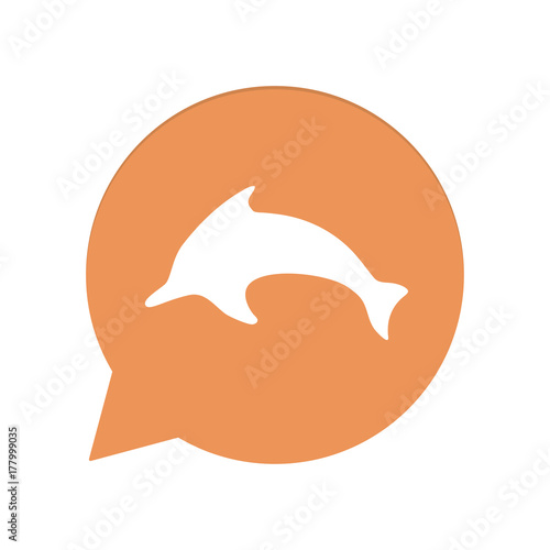 Orangene Sprechblase rund - Delfin